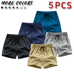 Men's 5-pack gym workout athletic shorts, lightweight quick-dry fabric, solid color minimalist style, perfect for everyday running and training wear, an essential piece for the gym