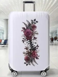 Floral Print Elastic Luggage Cover, Casual Style Dust-Proof Travel Accessory, Elastic Polyester Material for All Seasons