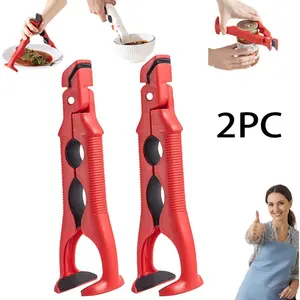 3-in-1 Anti-Scald Silicone Plate Clamp, Multi-Function Heat Resistant Bowl Gripper Lid Opener, 2-Piece Set