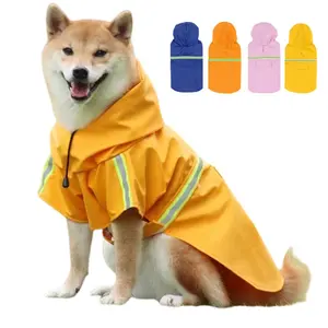 Adjustable Hooded Dog Raincoat, Waterproof Reflective Large Dog Coat, Full Coverage for Big Dogs, //blue/ Colors