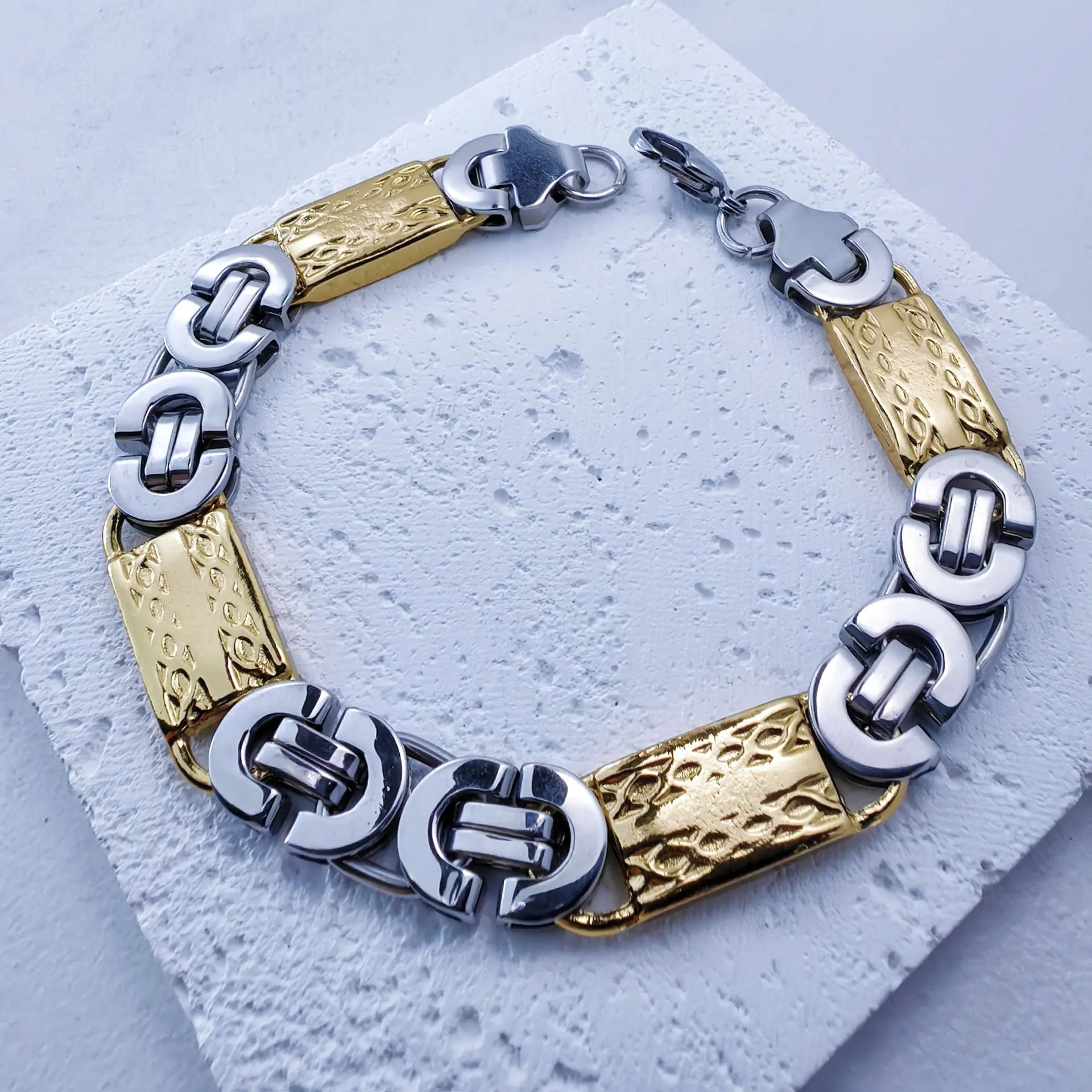 11mm Steel Interwoven Golden Bracelet
