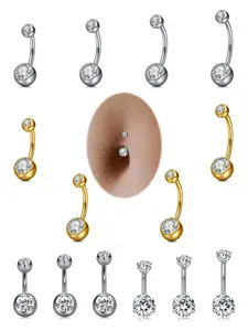 Belly Button Rings, Stainless Steel Belly Piercing Jewelry, Hypoallergenic Internally Threaded Short Bar Navel Rings, Fashion Accessories for Women & Girls