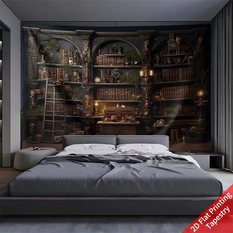 Book Pattern Tapestry, Horizontal Design, 90g Polypropylene Fabric, Perfect for Living Room and Bedroom Decor, Indoor Wall Art, Includes Installation Kit