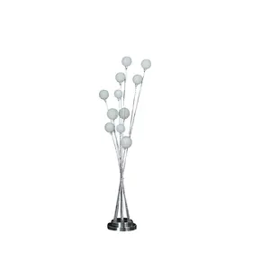 YYDS 46" In 11-Light Acrylic Globe Aluminun Led Chrysanthe Silver Chrome Metal Floor Lamp
