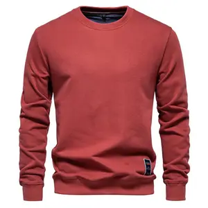 2025 Autumn New Loose-fit Solid-color Crew-neck Casual Sweatshirt Classic Cotton Fabric Menswear Navy Blue Soft Fabric