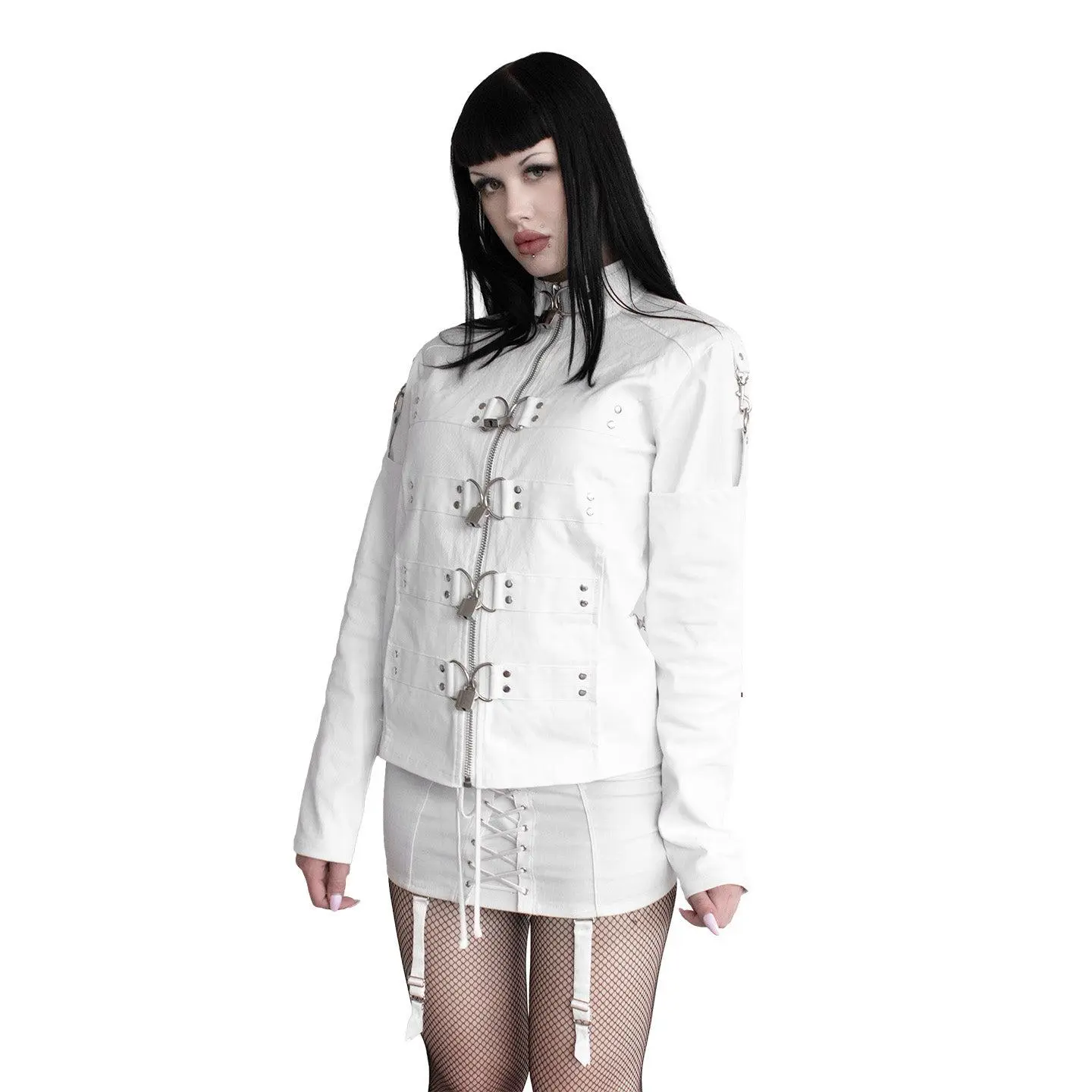Lip Service Institutionalized White Waxed Twill Straight Jacket