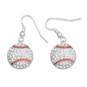 Everything Baseball Sports Jewelry Gift - Baseball Crystal Stone Dangle Earrings