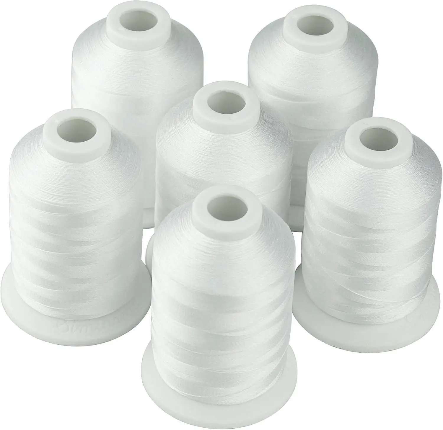 6 Polyester White Machine Embroidery Threads 1000M(1100Yards) Compatible with Brother, Babylock, Janome, Pfaff, Singer, Bernina and Other Home Machines (White)