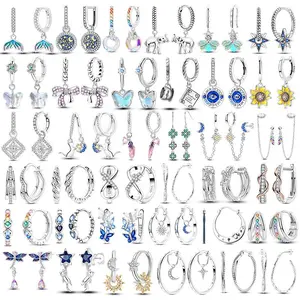 925 Silver Classic Round Ear Rose Gold Pearl Hoop Earrings Bright Zirconia Gold Color Earrings For Women Wedding Fine Jewelry