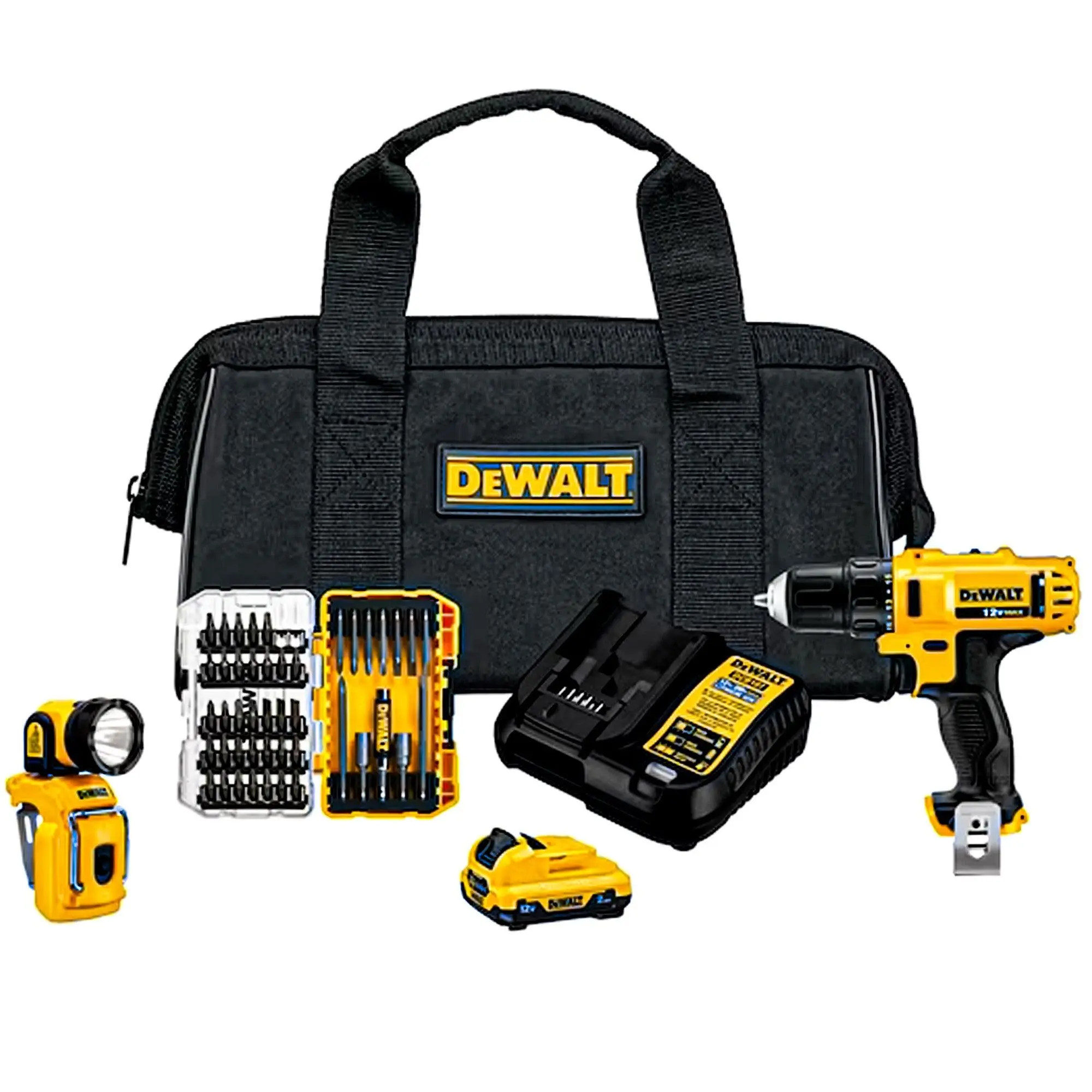 Dewalt 12V MAX Cordless Driver and Drill Hand Tool Set with 45 Drill Bits, Black Dewalt 12V MAX Cordless Driver and Drill Hand Tool Set with 45 Drill Bits, Black