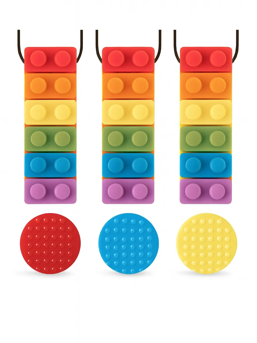 3 Pack Sensory Chew Necklaces for Kids