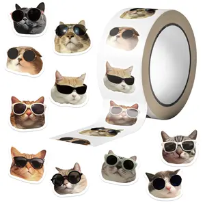 500 Sheets/roll of Adhesive Tape, High Adhesive Stickers for Wearing Sunglasses, Cat Head, Roll Up Stickers, Sealing Stickers, Cups, Laptops, Travel Cases, DIY Decorative Stickers, Birthday Gifts, Sticker Packs