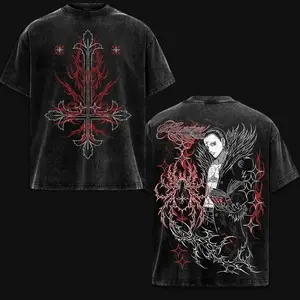 Hot Anime Hunter x Hunter Chrollo Clothing Men Women Short Sleeve Tshirts Washed Cotton Tee Oversized T-shirt Harajuku T Shirt