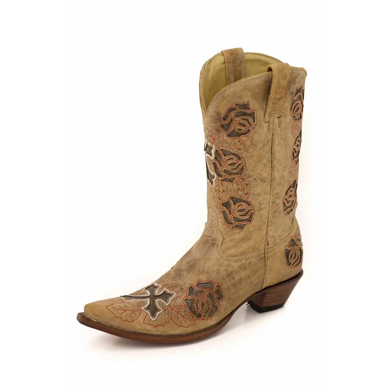Corral Boots Ant Saddle-Brown Rose and Cross