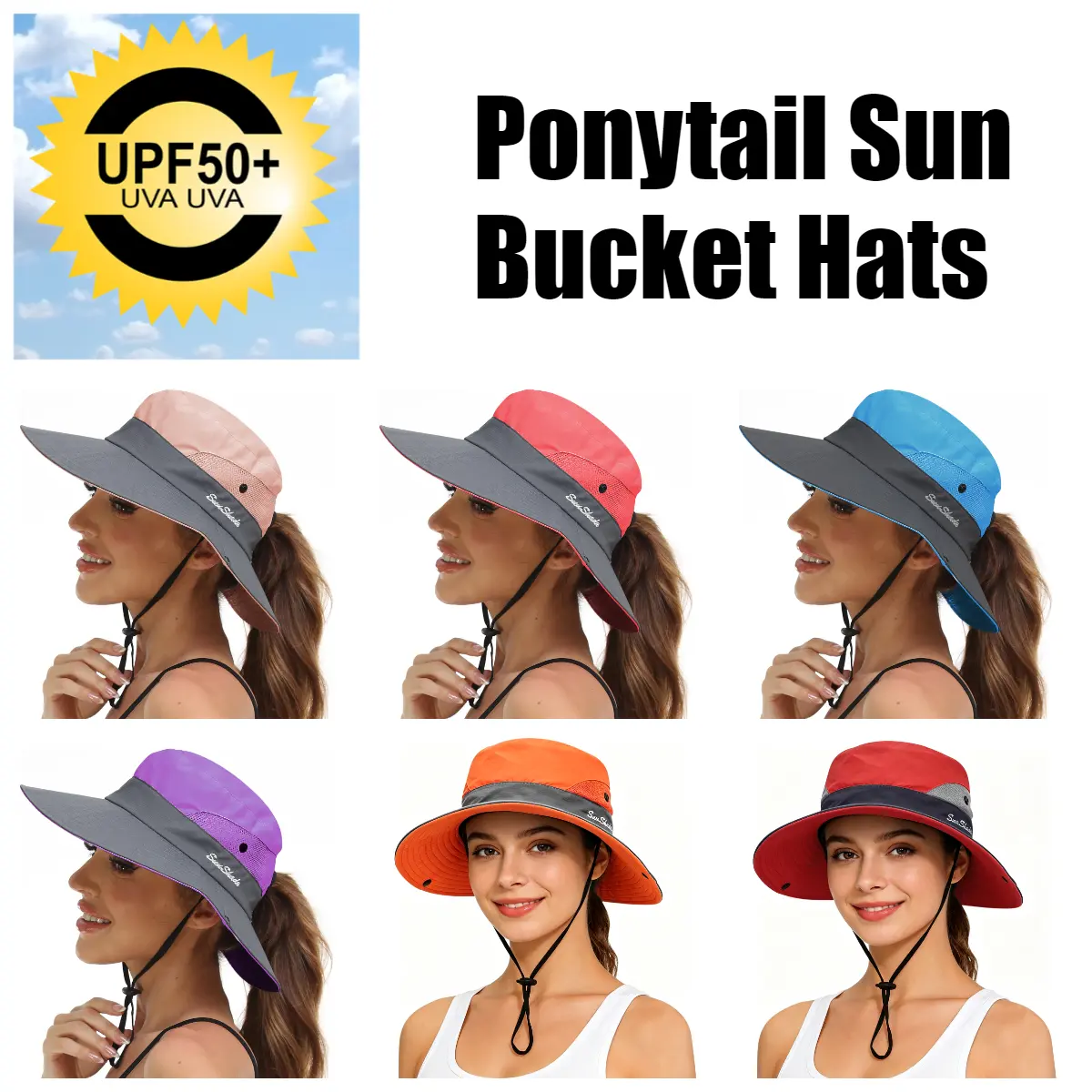 Women Sun Boonie beach Hat Summer activity Bucket Cap Wide Brim UV Protection Fishing, travel ,Quick-Dry Breathable Polyester Adjustable outdoor, Fits 21"-22.8" Head Circumference