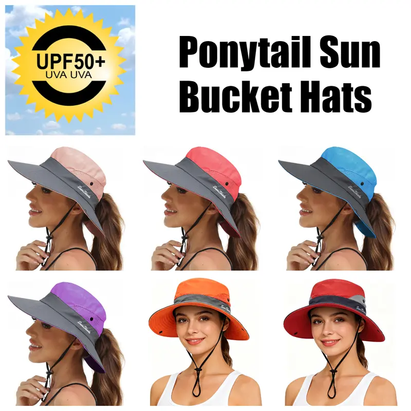 Women's Wide Brim UV Protection Boonie Bucket Hat - Breathable Windproof Headwear, Quick-Dry Polyester, Adjustable, 21"-22.8" Head Circumference, UPF+ Shade, Female Fit for All Seasons Hiking, Fishing, Outdoor Use