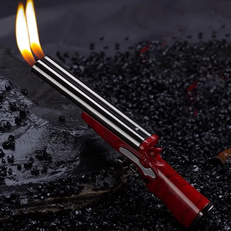 Double Barrel Lighter with 2 Flames, Metal Barrel (NO Fuel Included)