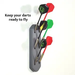 Wall mounted dart board rack, billiard room organizer, game room accessory, metal and plastic tip storage