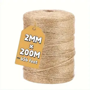2mm Jute Rope (1 Count), 200m Jute Rope, Multipurpose Craft Rope, Garden Rope, Gift Wrapping Rope, Art Decoration Rope