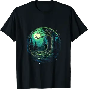 Moonlight Forest Gothic Goth Dark Fantasy Aesthetic T-Shirt - Dayahcolber Shop 82B0CBQTTH28