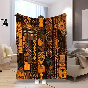 One comfortable geometric art piece in the style of an African tribe showcases the rich tribal culture and abstract aesthetic design themes. This patterned fleece blanket is an ideal choice for family and friends as a festive birthday gift.