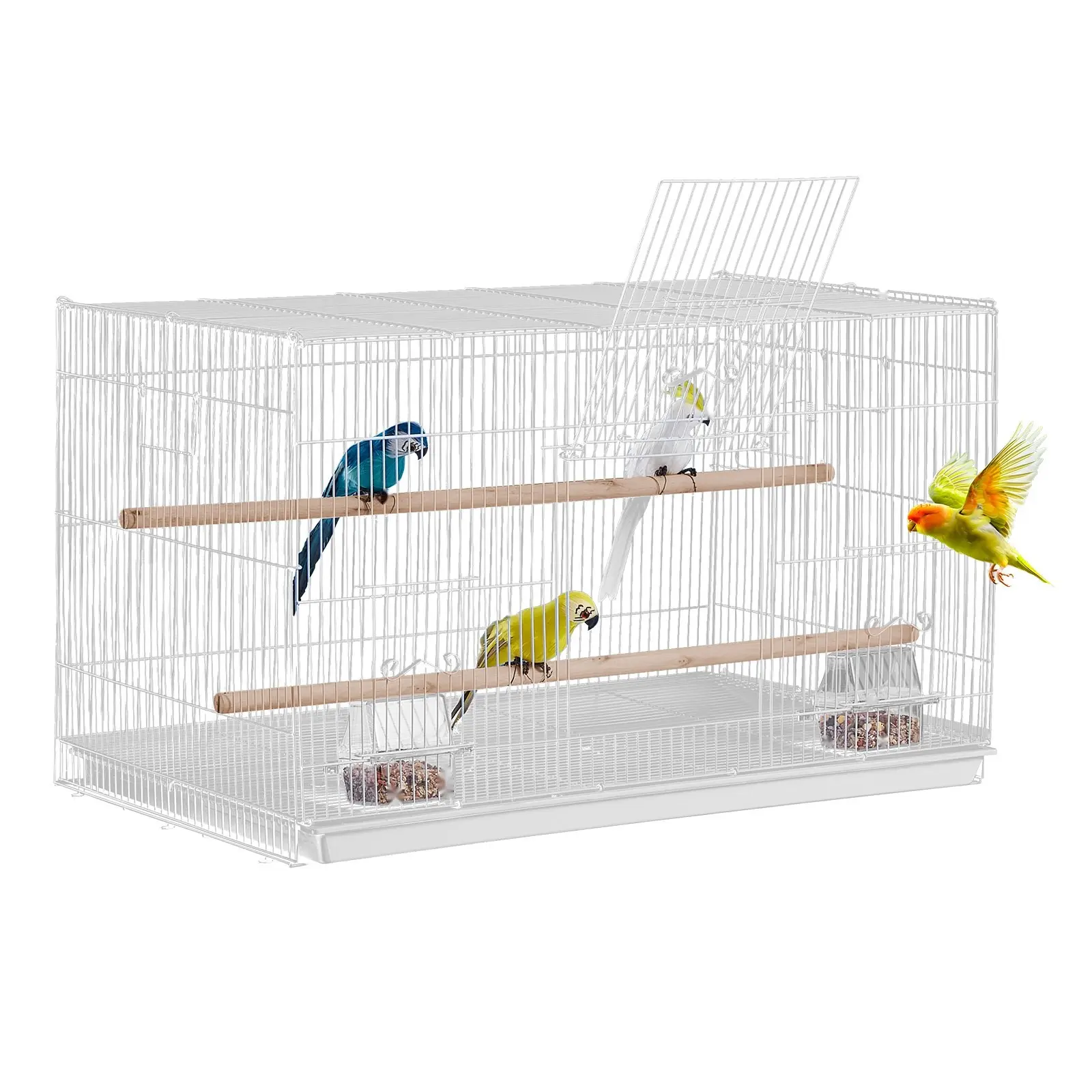18 Inch Small Metal Parakeet Cage For Cockatiels, White, Durable Steel Bird Flight Cage With Removable Tray, Easy Clean Design, Multi Level Perches, Secure Latches, Suitable For Budgies And Other Small Birds