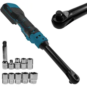 3/8" Extended Ratchet Wrench 18V Battery, 320 RPM,80 N.m Ratchet Set with 8 Metric Sleeves,-in LED Light,6" Long Neck