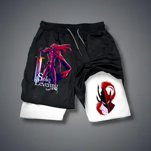 Solo Leveling  80s 90s summer men shorts for men jorts outfit men graphic shorts Double-layer sports shorts Comfortable short shorts summer