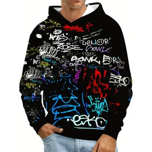 Men's 3D Digital Print Hoodie - Casual Sport Long Sleeve Pullover, No Pockets, Stretch Fabric, Machine Washable