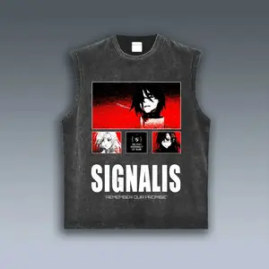 Men's Vintage Washed Dark Anime Tank Top | Retro Gothic Graphic Muscle Shirt | Distressed Acid Wash Horror Vest | Casual Harajuku Streetwear Tee