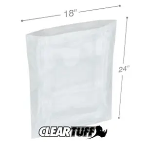 International Plastics  18 x 24 in. Clear Poly Bags, 0.002 Gauge - Case of 500, 500 Count, Open Top, Recyclable