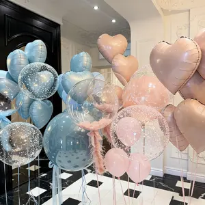32pcs Heart Shaped Balloon Bouquet Set, 18-Inch Baby Blue Balloons, Soft Birthday Decor, Wedding, Baptism, Valentine's Day Decoration