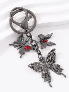 Creative Rhinestone Gun Spider Heart Moon Inlaid Dripping Alloy Pendant Keychain Gothic Trendy Ornament Gift for Friends Family