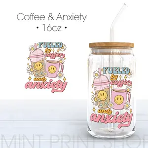 Coffee & Anxiety | UV DTF Decal Coffee & Anxiety | UV DTF Decal