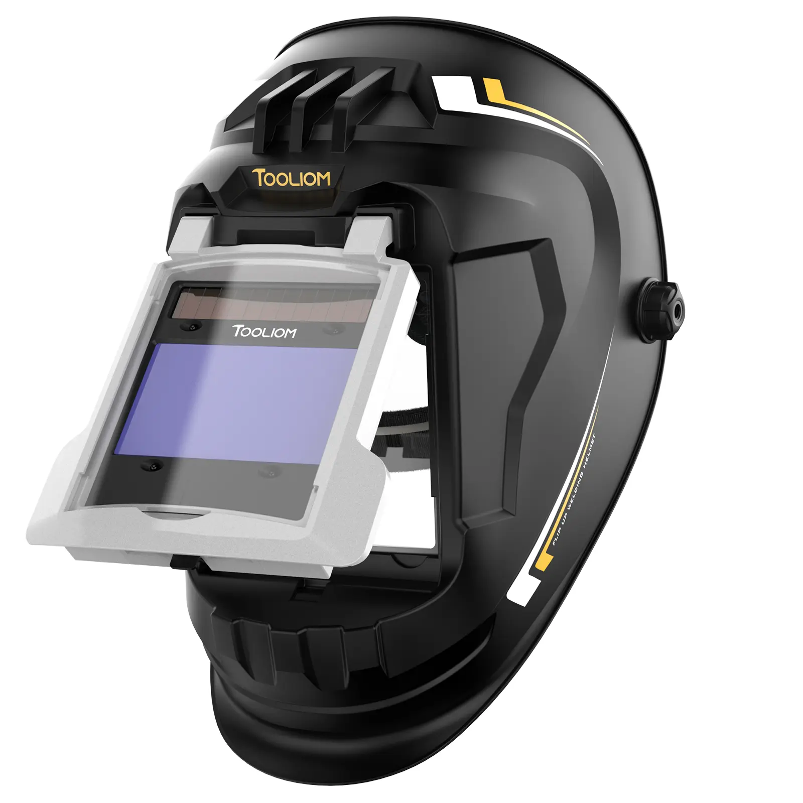 TOOLIOM Flip-Up Front Welding Helmet - 1/1/1/1 True Color Clarity Auto Darkening Mask with Large Viewing Screen, Wide Shade Range 4/5-9/9-13 Hood for TIG MIG MMA CUT