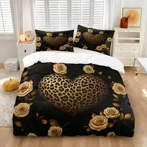 2/3Pcs Trendy Y2K Leopard Zebra Animal Print Duvet Cover Set, Fashion Black Pink Gold Comforter Cover, Aesthetic Mixed Pattern Bedding Set with Pillowcases, No Filler, For Teen Girls Women Bedroom Decor