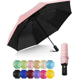 Compact Travel Umbrella for Rain - Windproof Automatic Umbrellas, UV Umbrella for Sun Protection with Black Anti-UV Coating, Portable Small Umbrellas for Backpack, Car, Walking, Kids, Women