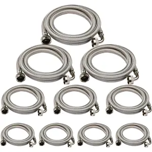 10-Pack  4 Ft Washing Machine Hose, 3/4" FHT Stainless Steel Washer Hose with 90  Elbow(4 Ft)(HOSE021-10)