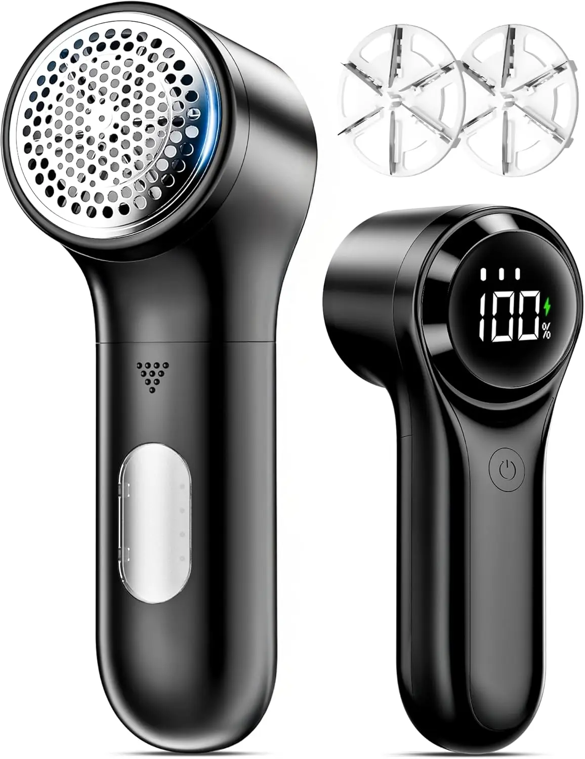Fabric , Rechargeable Lint Remover, 3-Speed Electic Lint , 6- Sweater Shavers to Remove Pilling,   with LED Display for Furniture,Clothes, Upholstery, Black