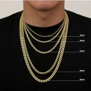 14k Gold or Sterling Silver Miami Curb Chain Necklace