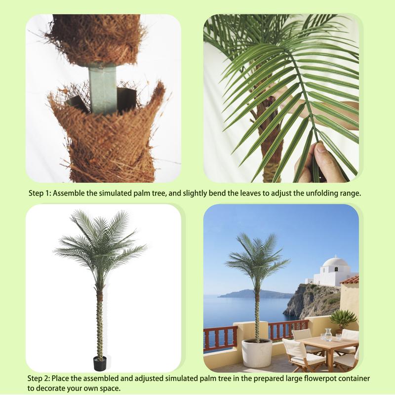 5,6,7,8,9ft Artificial palm trees, easy to assemble, suitable for indoor and outdoor home decoration, tropical palm tree courtyard swimming pool layout.(set of 2)