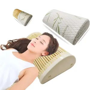 212 MAIN Handmade Breathable Natural Bamboo Fiber Contoured Wave Pillow - Cervical Support Correction Pillow with Pillowcase for Summer Cool Relief