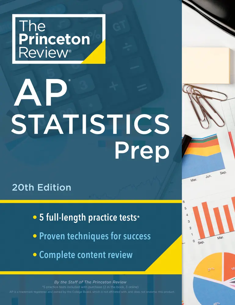 USED Book - Princeton Review AP Statistics Prep, 20th Edition: 5 Practice Tests + Complete Content Review + Strategies & Techniques by The Princeton Review (Paperback) - english