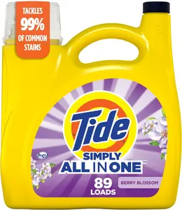 Tide Simply All-In-One Liquid Laundry Detergent Berry Blossom Scent 89 Loads 117 fl oz Tackles 99% of Common Stains & Odors