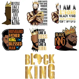 7 count Black Man Small Size Iron On Decals Thermal Transfer Stickers for Clothing Heat Press Decoration Appliqued Sublimation Patches Iron On Transfer Designs Heat Press Vinyl for Shirts