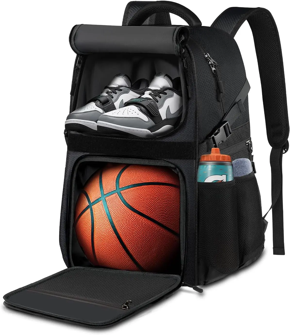 Basketball Backpack with Ball Holder and Shoe Compartment – Large Sports Bag for Basketball Gear, Clothes, Shoes, and Accessories