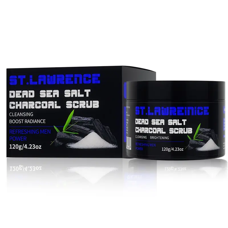 Dead Sea Salt Charcoal Scrub for Men – 120g/4.23oz Cleansing Nourishing Exfoliate Smooth