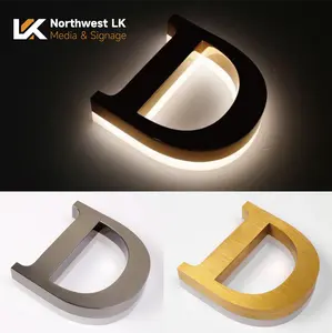 Custom Reverse Channel Letters — Stainless Steel Letter Shell with Acrylic Backer, Backlit Signage for Indoor/Outdoor Use