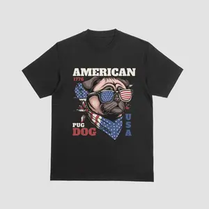 American Pug Dog Shirt Patriotic USA Flag Sunglasses T-Shirt