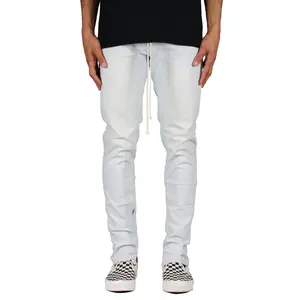 White Blue Stack Zipper Jeans